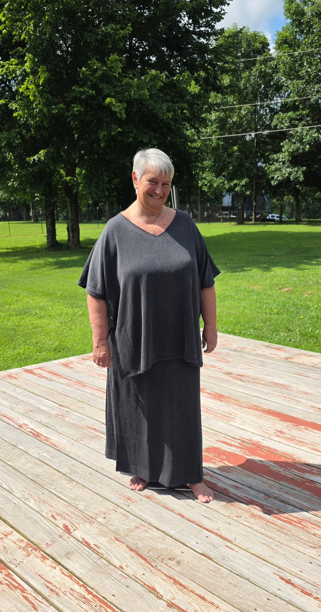 Black Ribbed Spaghetti Strap Dress with a Coverup