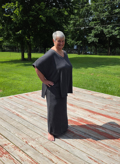 Black Ribbed Spaghetti Strap Dress with a Coverup