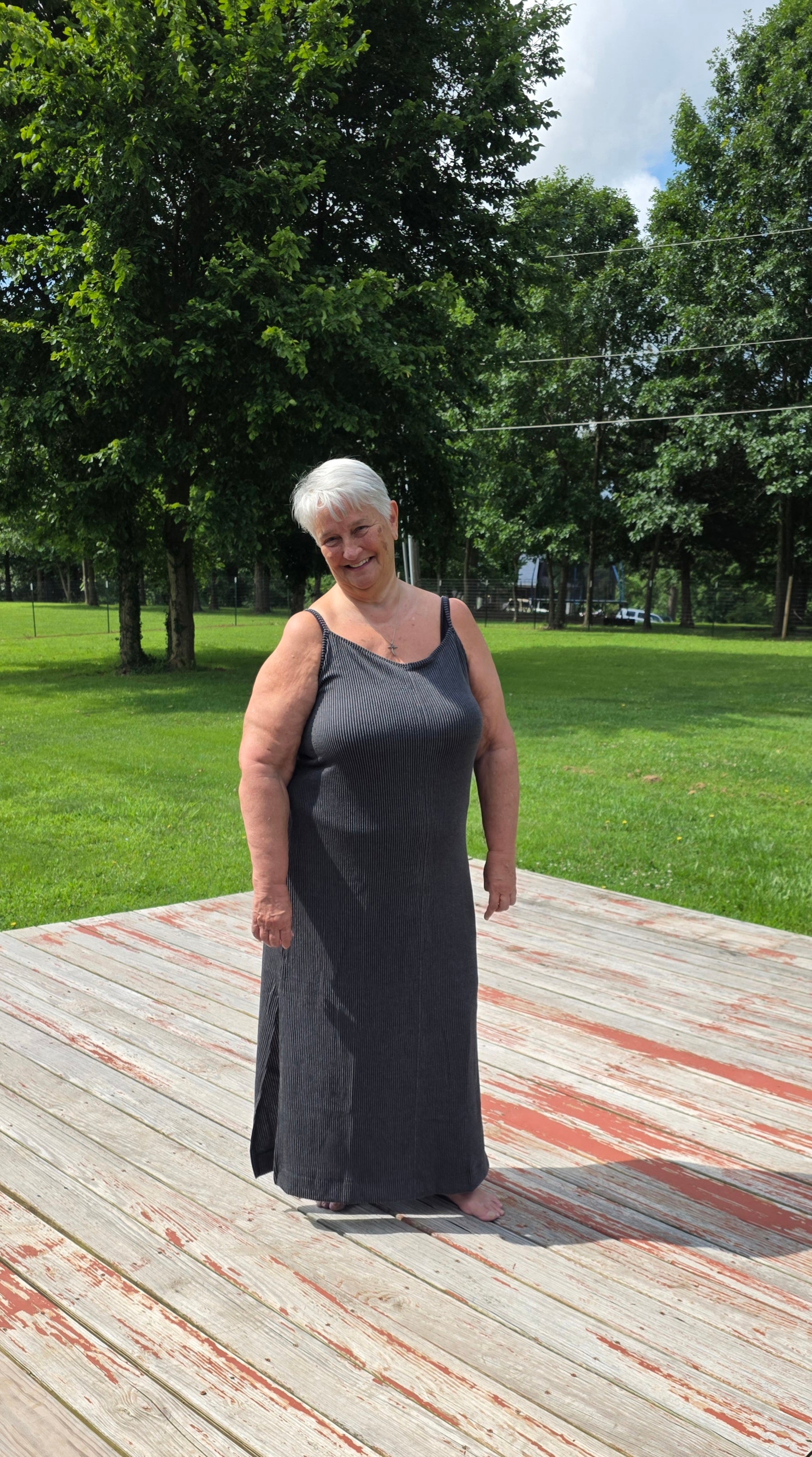 Black Ribbed Spaghetti Strap Dress with a Coverup