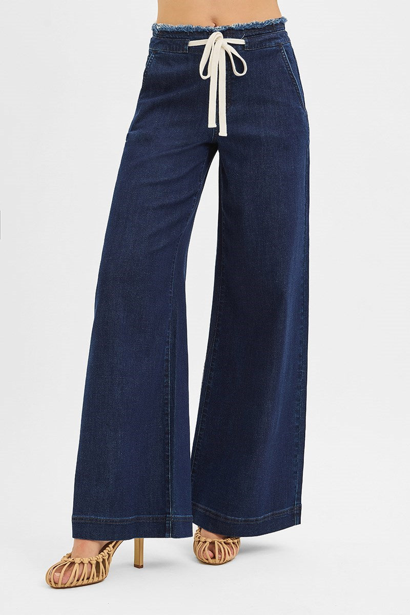 Slouchy Wide Leg Pants With String