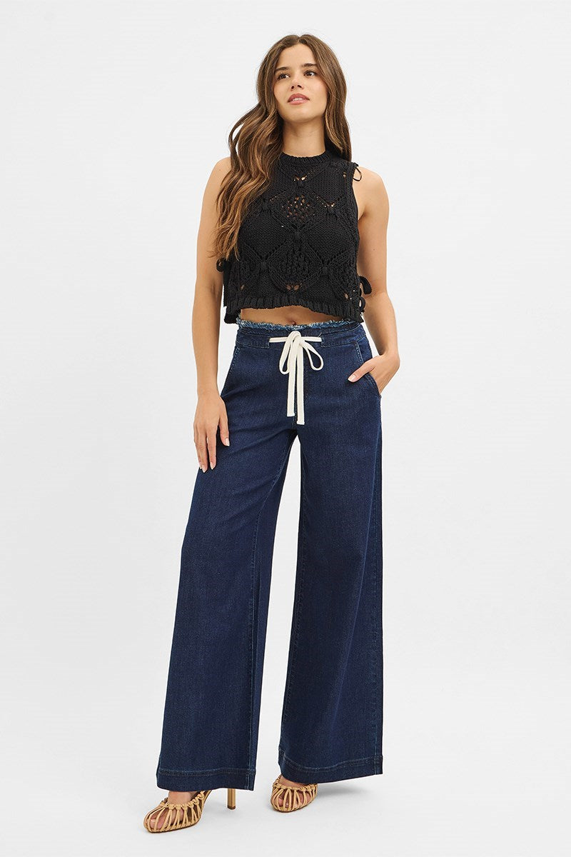 Slouchy Wide Leg Pants With String