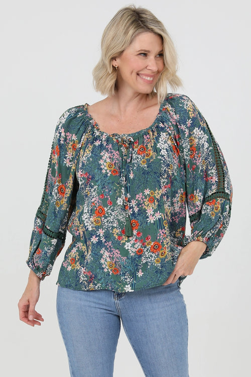 Blouse with Lace Insets On Sleeves