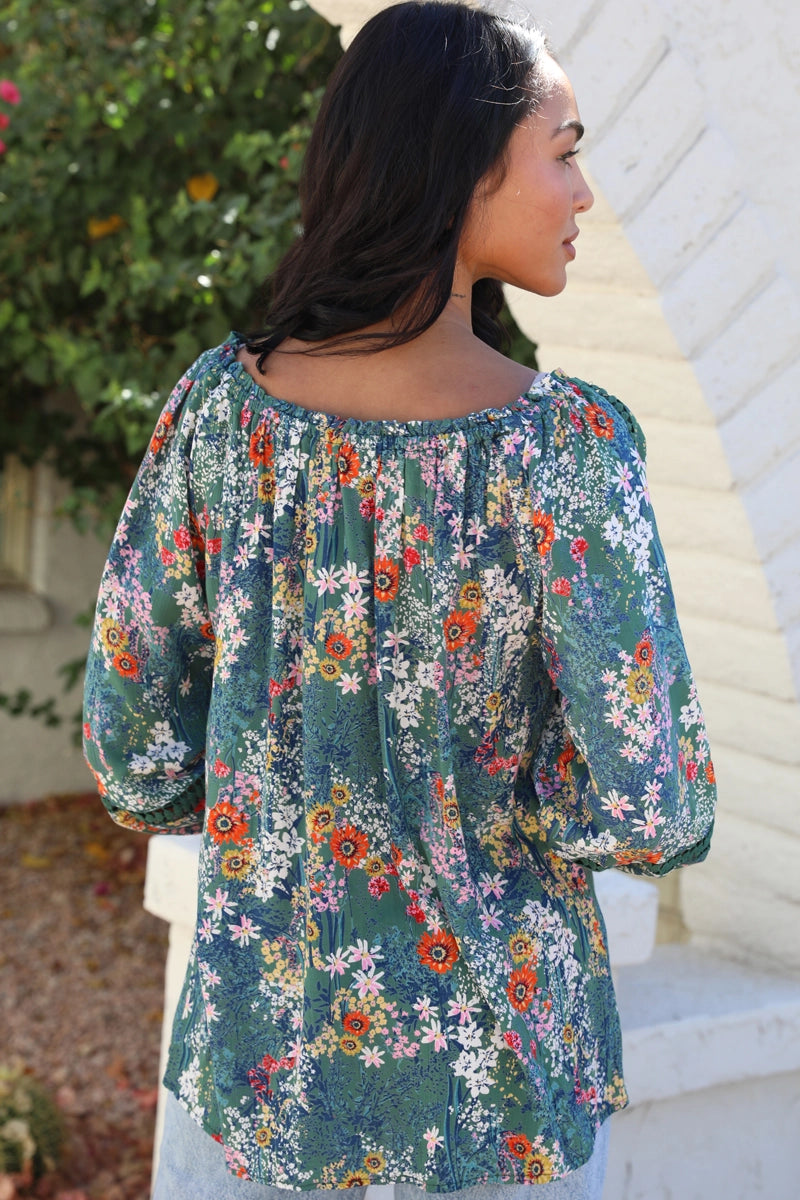 Blouse with Lace Insets On Sleeves