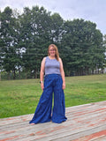 Rib Knit Rounded Hem Tank Top - Indigo