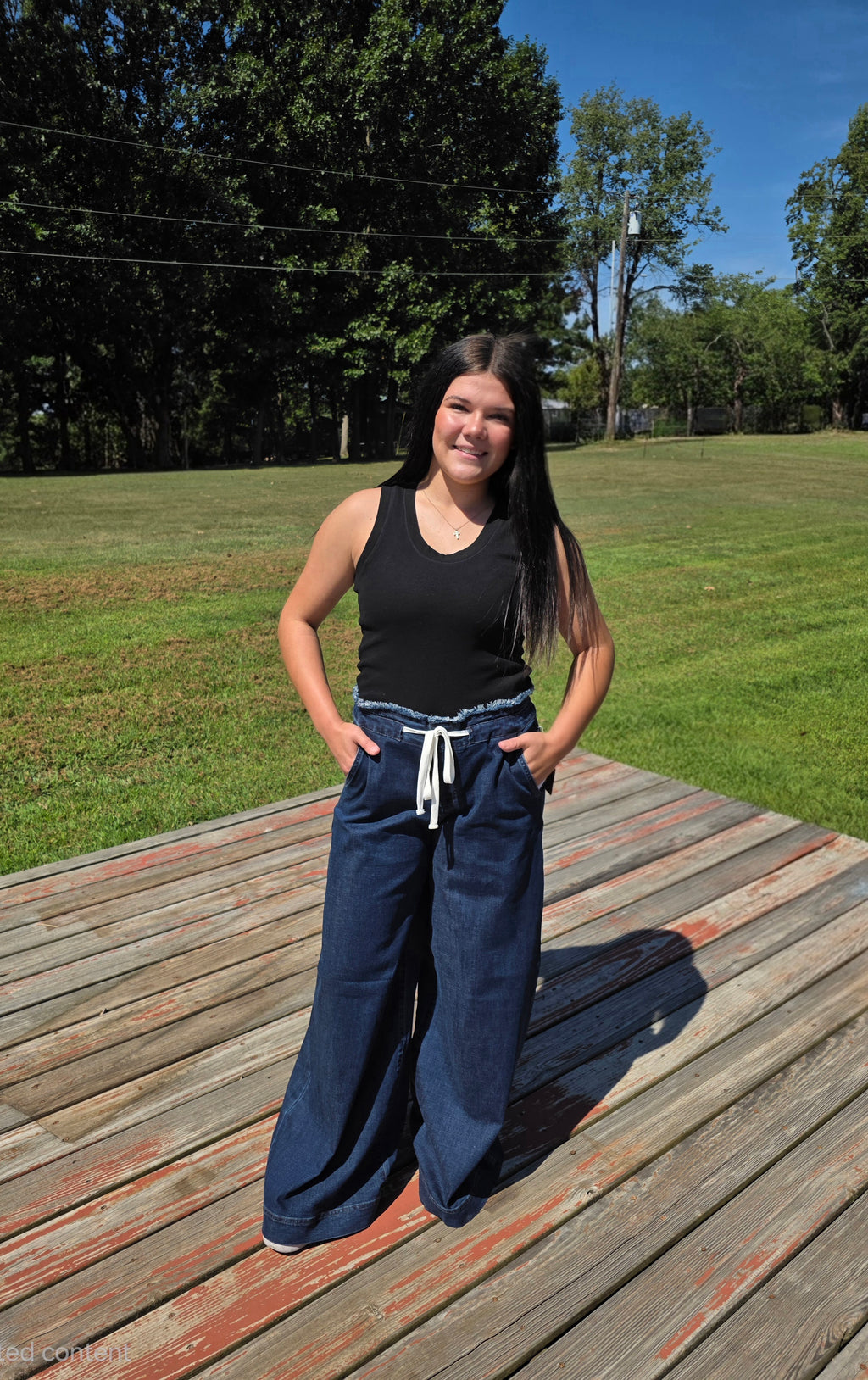 Slouchy Wide Leg Pants With String