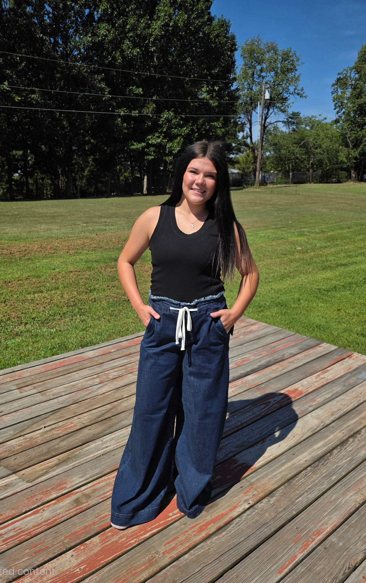 Slouchy Wide Leg Pants With String