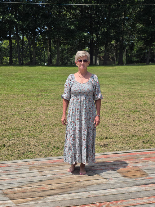 Aqua Floral Dress